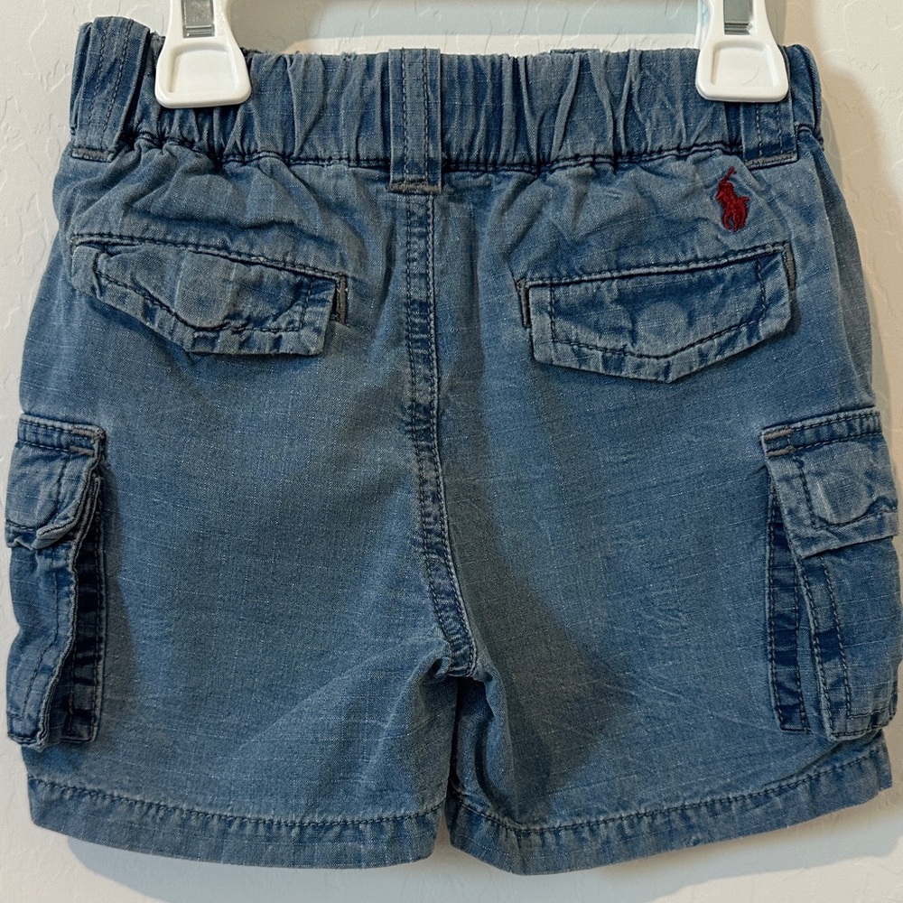 Ralph Lauren Denim Cargo Shorts with Red Logo size 12 m boys